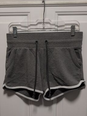 Alternative Charcoal Drawstring Athletic Shorts with White Trim
